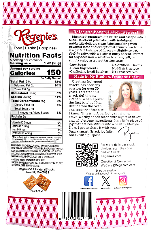 Pita Brittle® Bourbon Vanilla Macadamia